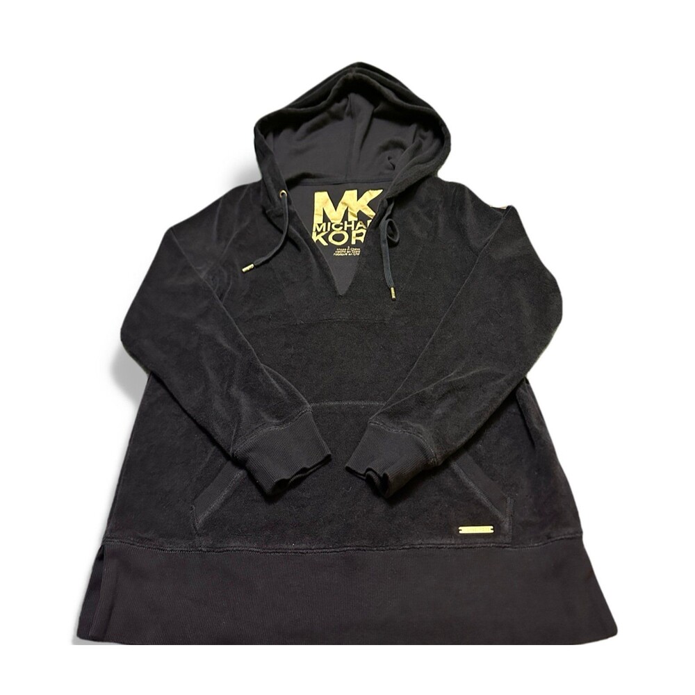 Michael Kors Black Hooded Pullover with Gold Logo S